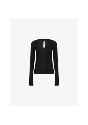 Womens Rick Owens V-Neck Long-Sleeve Cashmere Top