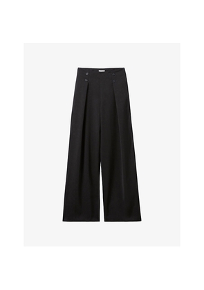 Womens Claudie Pierlot Tailored Wide-Leg Wool-Blend Trousers