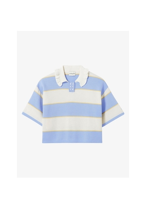 Womens Claudie Pierlot Striped Relaxed-Fit Knitted Polo