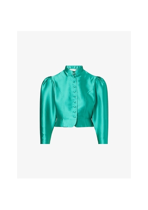 Womens Destree Amoako Puff-Sleeve Satin Jacket