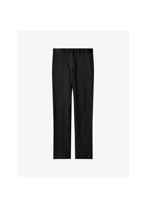 Womens Joseph Coleman Slim-Fit Mid-Rise Leather Trousers