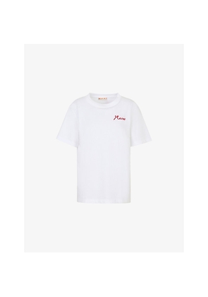 Womens Marni Flocked Logo Regular-Fit Cotton T-Shirt
