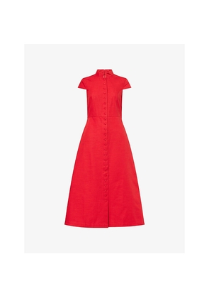 Womens Destree Amoako Button-Front Cotton Midi Dress