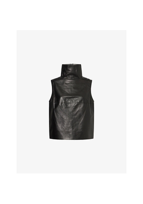 Womens Rick Owens High-Neck Tabard Leather Top