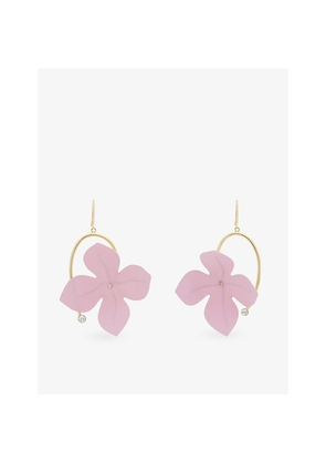 Womens Marni Poplin Flower 24ct Gold-Plated Brass and Cotton Earrings