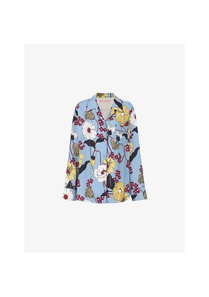 Womens Marni Melodia Floral-Print Satin Pajama Shirt