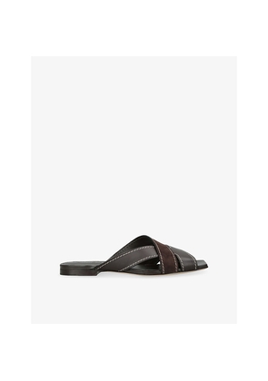Womens TODS Intrecciato Leather and Suede Sandals
