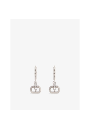 Valentino Garavani Vlogo Signature Oval Strass Drop Hoop Earrings