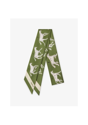 Womens Mulberry Chalk Horse Printed Skinny Woven Scarf