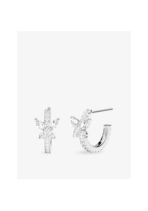Womens Apm Monaco Butterfly Hoop  Sterling-Silver and Cubic Zirconia Earrings