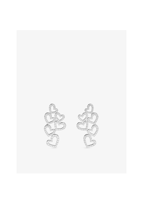 Womens Apm Monaco Heart Sterling-Silver and Cubic Zirconia Earrings