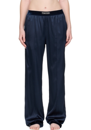 TOM FORD Navy Stretch Silk Satin Lounge Pants