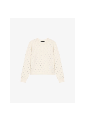 Womens Maje Rhinestone-Embellished Cropped Wool-Blend Jumper