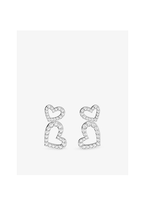 Womens Apm Monaco Heart Sterling-Silver and Cubic Zirconia Earrings