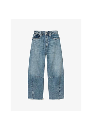 Womens Allsaints Payton Barrel-Leg High-Rise Denim Jeans