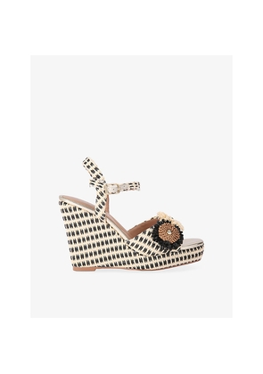 Womens Carvela Sorrento Flower Raffia Wedge Sandals