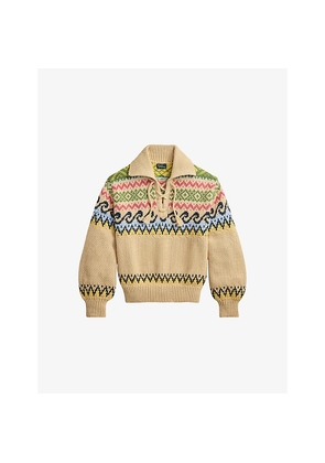 Womens Polo Ralph Lauren Fair-Isle Lace-Up Knitted Jumper