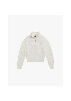 Womens Polo Ralph Lauren Funnel-Neck Cable-Knit Cotton Jumper
