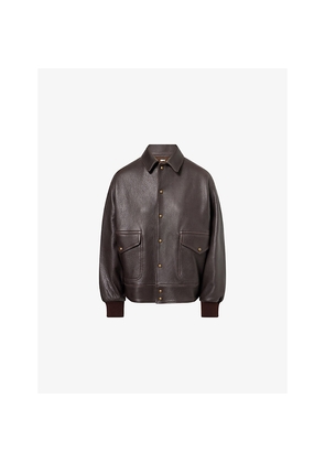 Mens A.Presse Flight Spread-Collar Leather Jacket
