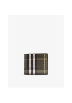Mens Burberry Check Bifold Coated-Cotton Blend Wallet