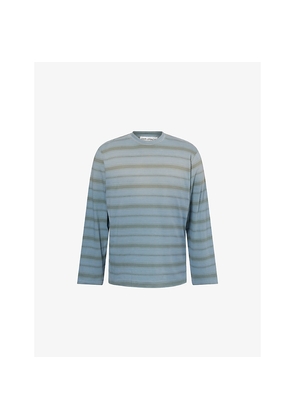 Mens Our Legacy Striped Boxy-Fit Long-Sleeve Cotton-Shirt
