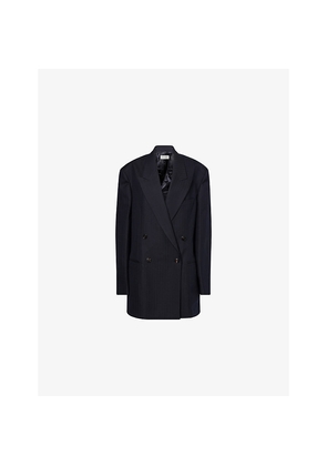Womens Dries Van Noten Oversized Peak-Lapels Wool Blazer