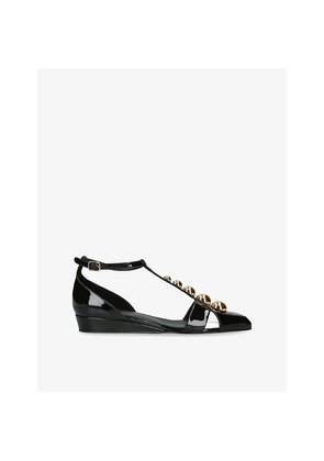 Womens Chloe Cleia Low Platform Patent-Leather Sandals