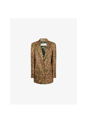 Womens Dries Van Noten Notch-Lapels Printed Cotton Blazer