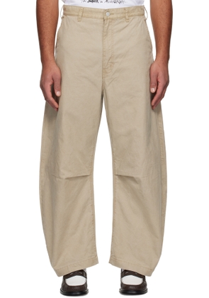 Comme des Garçons Homme Beige Cotton Oxford Garment Treated Trousers