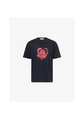 Mens Our Legacy Loose Love Graphic-Print Cotton T-Shirt