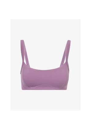Womens Bo+Tee Soft Active Seam-Detail Sports Bra