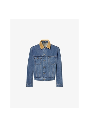 Mens JW Anderson Corduroy-Collar Relaxed-Fit Denim Jacket