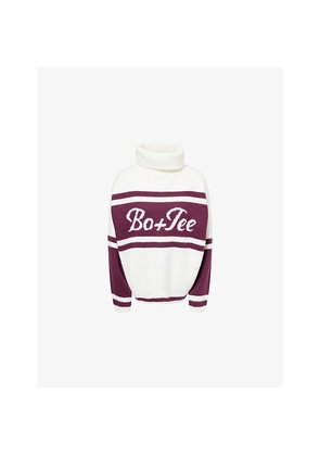 Womens Bo+Tee Logo-Print Oversized Knitted Jumper