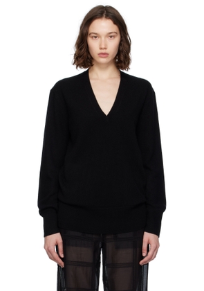 TOTEME Black Cashmere V-Neck Knit Sweater