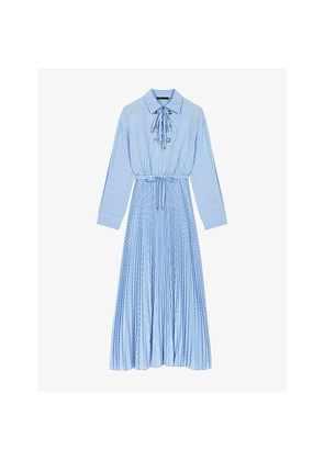 Womens Maje Eyelet Pleated Woven Maxi Dress