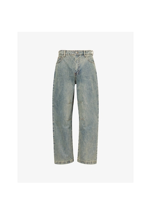 Mens The Couture Club Vintage-Washed Barrel-Leg Denim Jeans