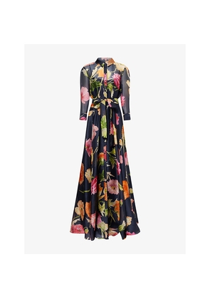 Womens Carolina Herrera Trench Floral-Print Silk Gown