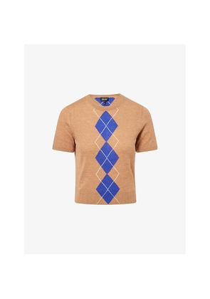 Womens Me And Em Argyle Knit Merino Wool-Blend Top