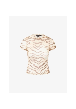 Womens Good American Baby Round-Neck Mesh T-Shirt