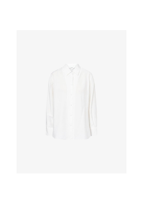 Womens Vince Relaxed-Fit Classic-Collar Woven Shirt