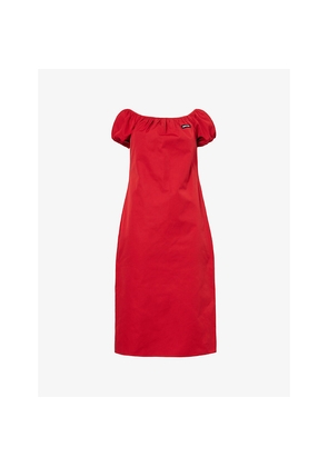 Womens Miu Miu Short-Sleeve Cotton Poplin Midi Dress