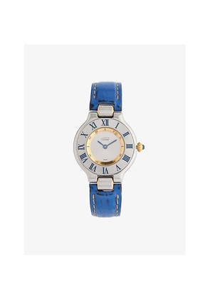Reselfridges Watches Pre-Loved Cartier Must De Cartier Blue Strap Stainless-Steel Watch 28mm
