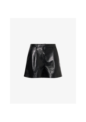 Womens Anine Bing Trent High-Waist Leather-Blend Shorts