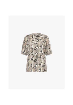 Womens Anine Bing Avi Python-Print Cotton T-Shirt