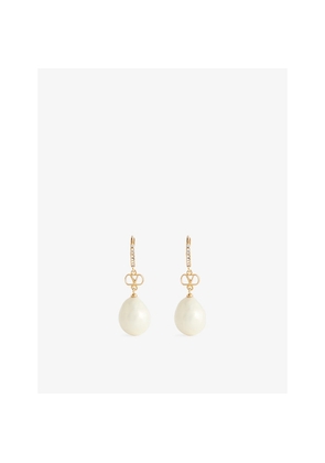 Womens Valentino Garavani Vlogo Signature Gold-Plated Metal, Swarovski Pearl and Crystal Earrings