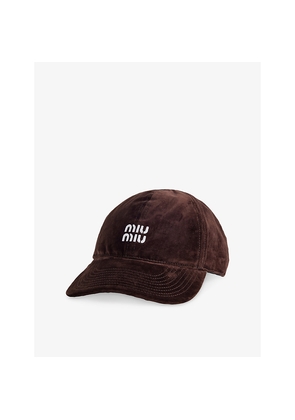Womens Miu Miu Logo Embroidered Corduroy Cap