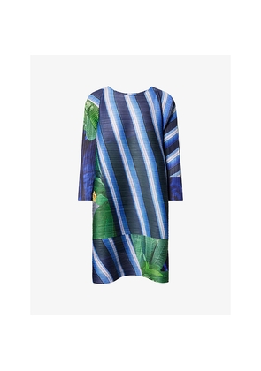 Womens Pleats Please Issey Miyake City Collage-Print Knitted Dress