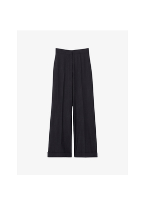 Womens Claudie Pierlot Tailored Wide-Leg Stretch Wool-Blend Trousers
