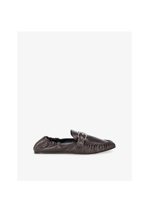 Womens The Kooples Buckle-Detail Leather Loafers