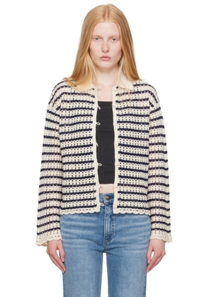 rag & bone Beige Khloe Striped Open-Knit Cardigan